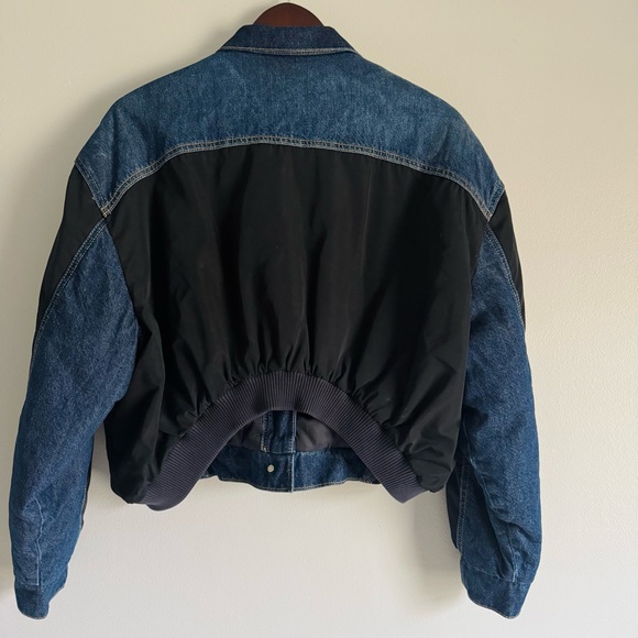 Zara Contrast Denim Bomber Jacket - Picture 2 of 9